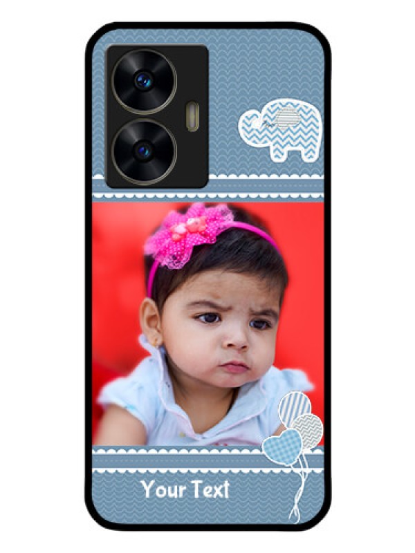 Custom Realme C55 Photo Printing on Glass Case - with Kids Pattern Design