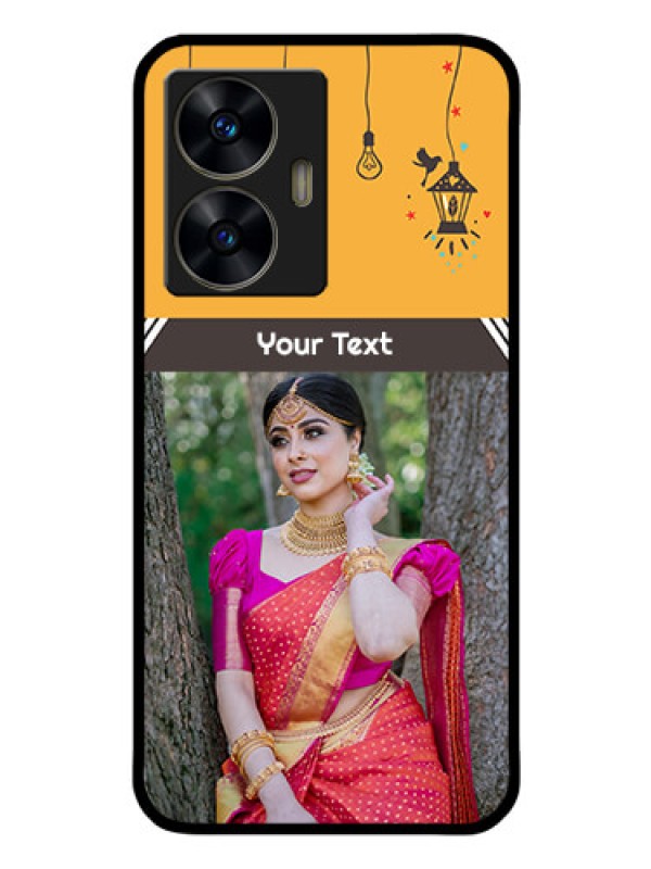 Custom Realme C55 Custom Glass Mobile Case - with Family Picture and Icons