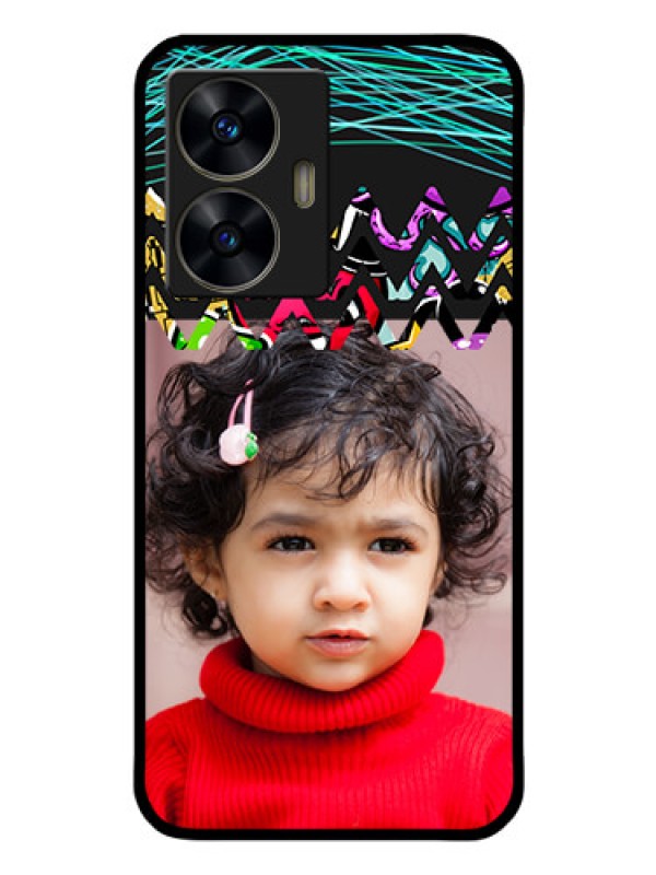 Custom Realme C55 Personalized Glass Phone Case - Neon Abstract Design