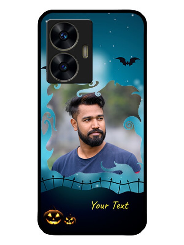 Custom Realme C55 Custom Glass Phone Case - Halloween frame design