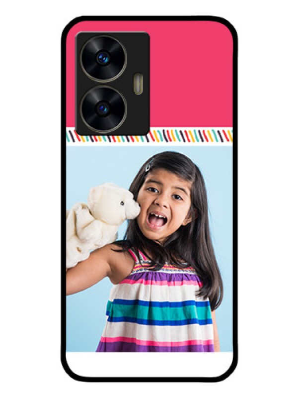 Custom Realme C55 Personalized Glass Phone Case - Line art design