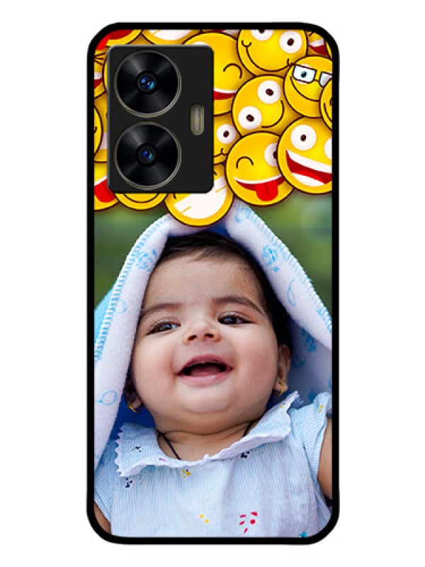 Custom Realme C55 Custom Glass Mobile Case - with Smiley Emoji Design