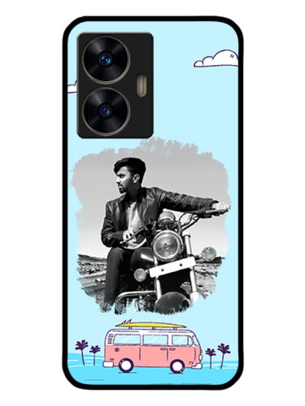 Custom Realme C55 Photo Printing on Glass Case - Travel & Adventure Design