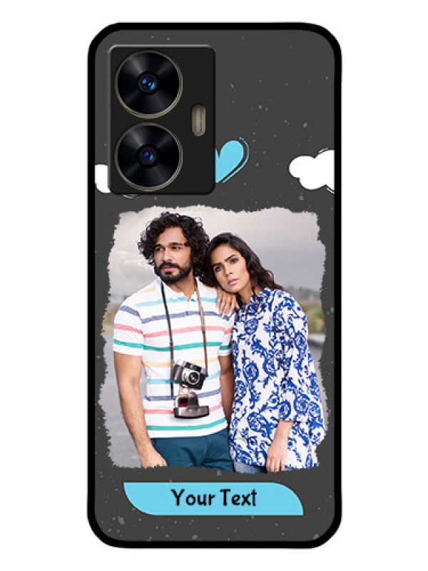 Custom Realme C55 Custom Glass Phone Case - Splashes with love doodles Design