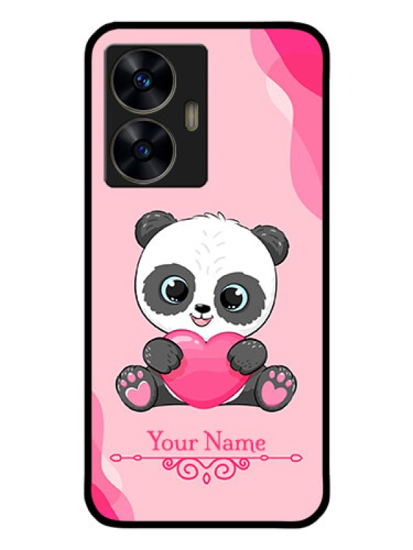 Custom Realme C55 Custom Glass Mobile Case - Cute Panda Design