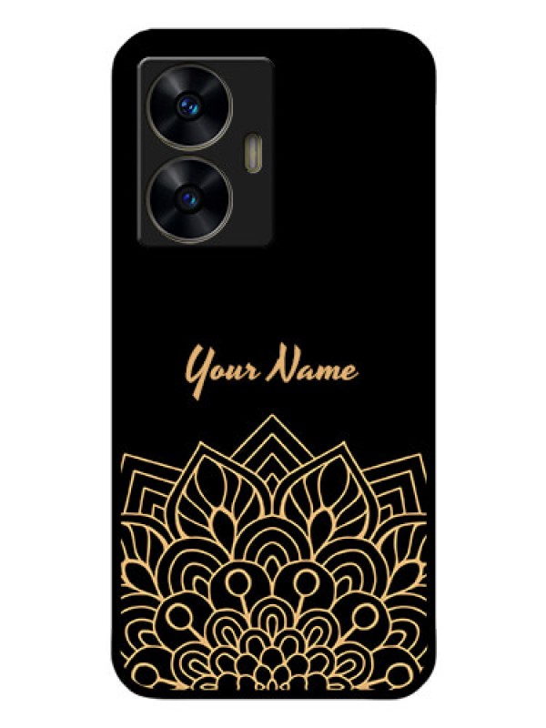 Custom Realme C55 Custom Glass Phone Case - Golden mandala Design