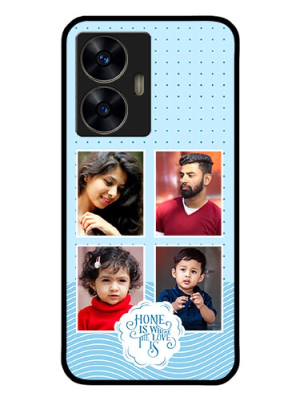 Custom Realme C55 Custom Glass Phone Case - Cute love quote with 4 pic upload Design