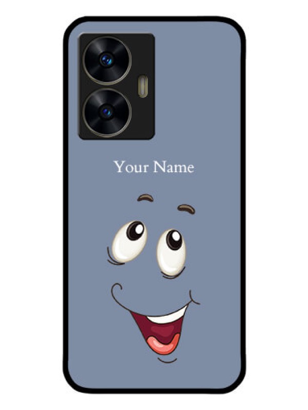 Custom Realme C55 Photo Printing on Glass Case - Laughing Cartoon Face Design
