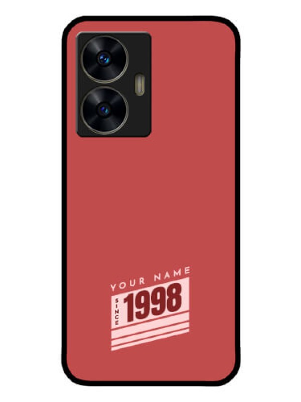 Custom Realme C55 Custom Glass Phone Case - Red custom year of birth Design