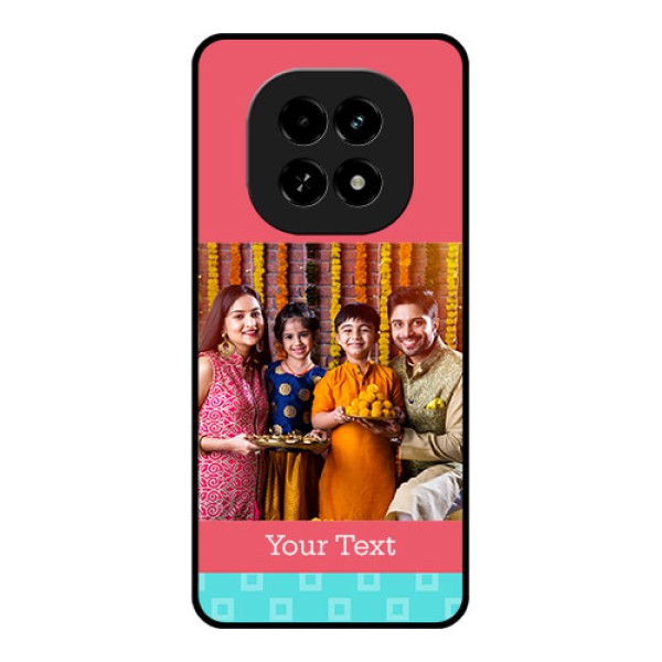 Realme C63 5G Custom Glass Phone Case - Peach and Blue Color Design Realme C63 5G Custom Glass Phone Case - Peach and Blue Color Design