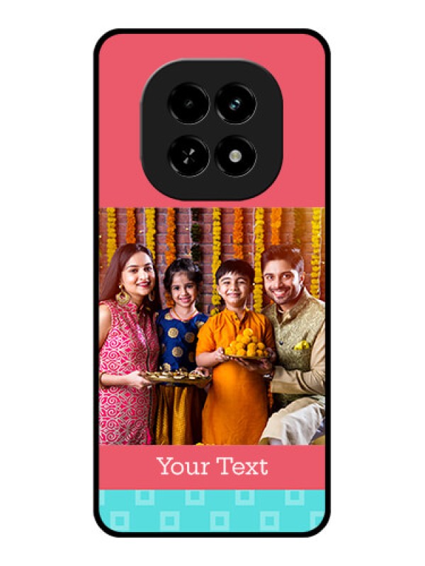 Custom Realme C63 5G Custom Glass Phone Case - Peach and Blue Color Design