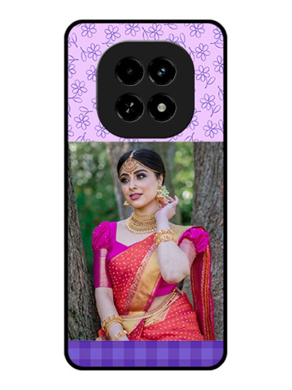 Custom Realme C63 5G Custom Glass Phone Case - Purple Floral Design