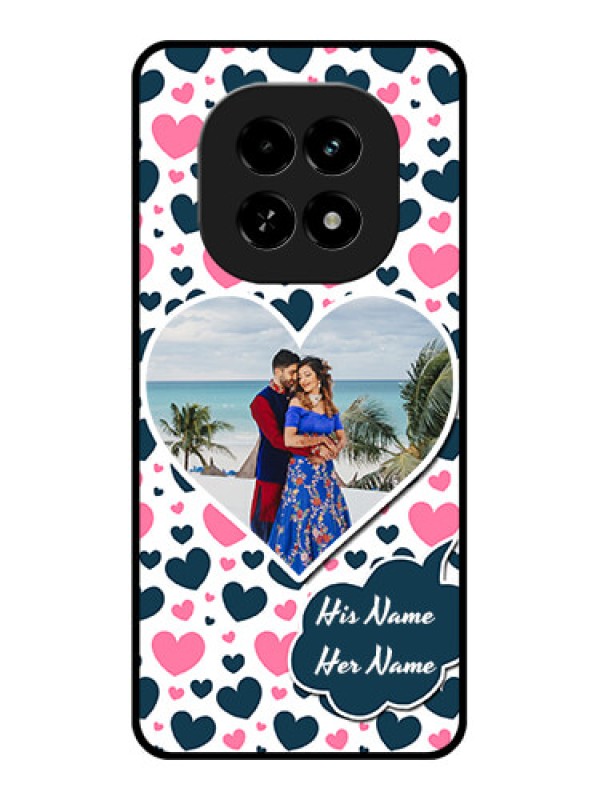 Custom Realme C63 5G Custom Glass Phone Case - Pink and Blue Heart Design
