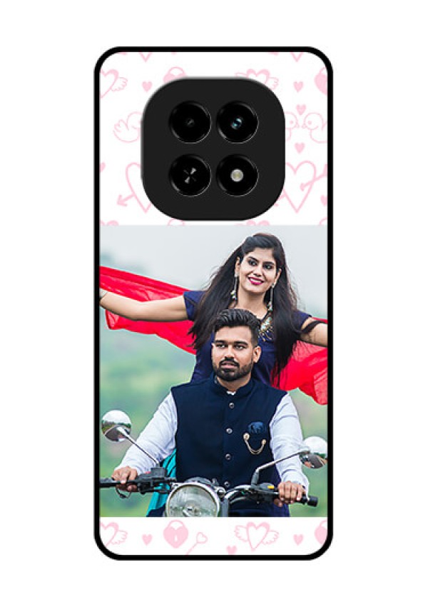 Realme C63 5G Custom Glass Phone Case - Pink Flying Heart Design