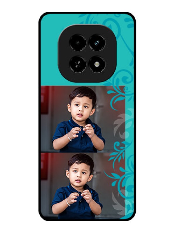 Custom Realme C63 5G Custom Glass Phone Case - With Photo And Green Floral Design