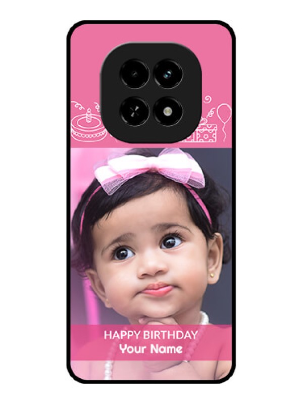 Custom Realme C63 5G Custom Glass Phone Case - With Birthday Line Art Design