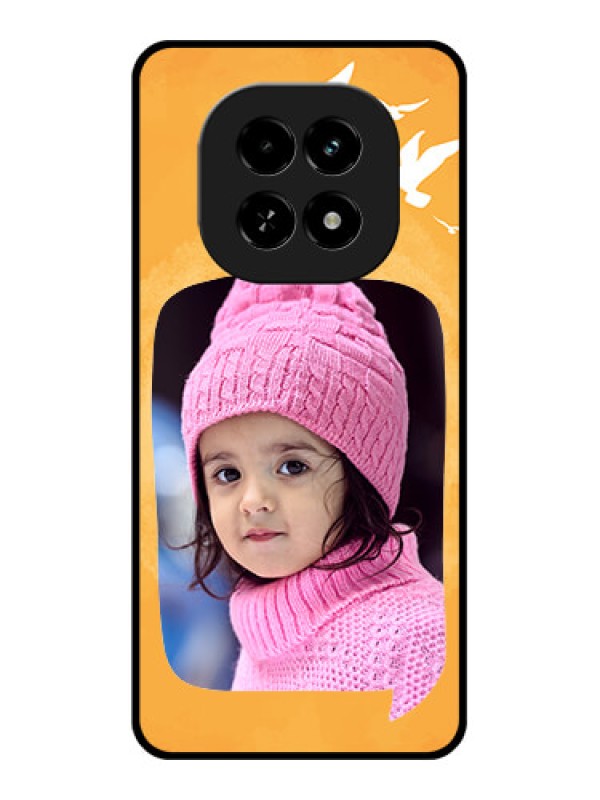 Custom Realme C63 5G Custom Glass Phone Case - Water Color Design With Bird Icons