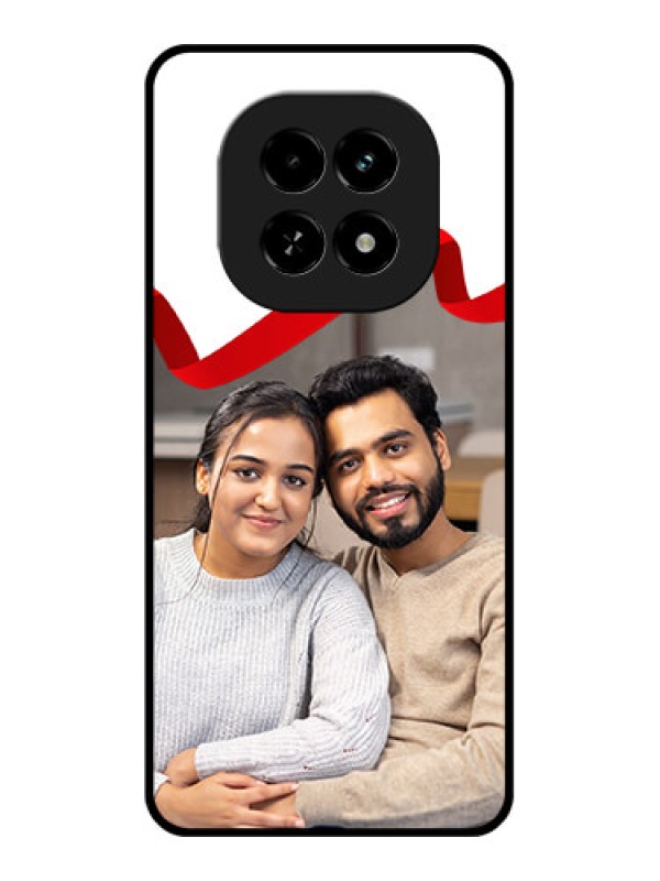 Custom Realme C63 5G Custom Glass Phone Case - Red Ribbon Frame Design