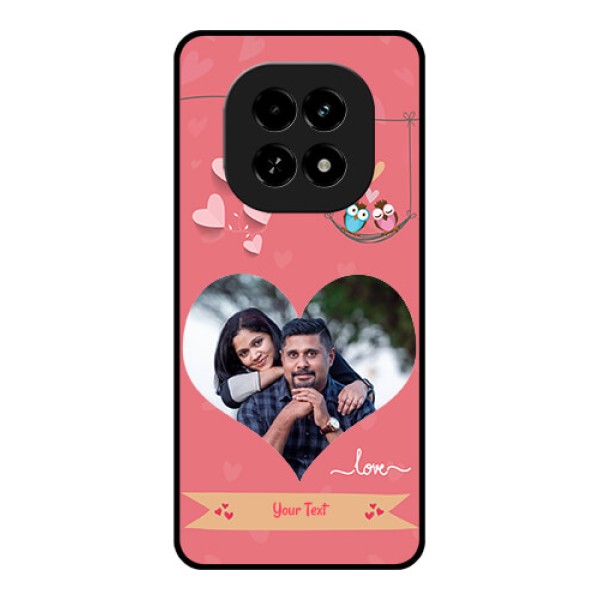 Realme C63 5G Custom Glass Phone Case - Peach Color Love Design Realme C63 5G Custom Glass Phone Case - Peach Color Love Design