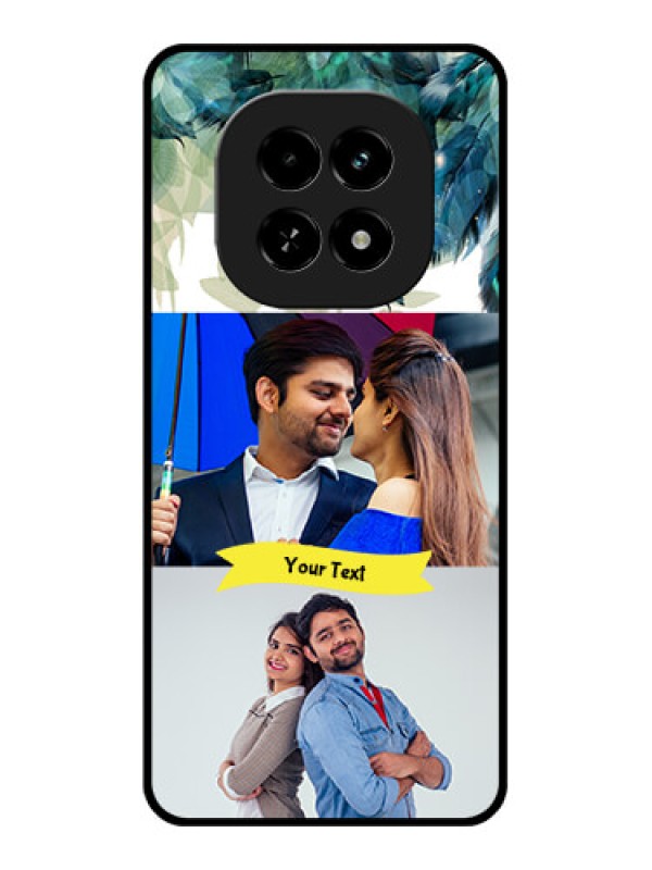 Custom Realme C63 5G Custom Glass Phone Case - Image With Boho Peacock Feather Design