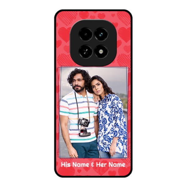 Realme C63 5G Custom Glass Phone Case - With Red Heart Symbols Design Realme C63 5G Custom Glass Phone Case - With Red Heart Symbols Design