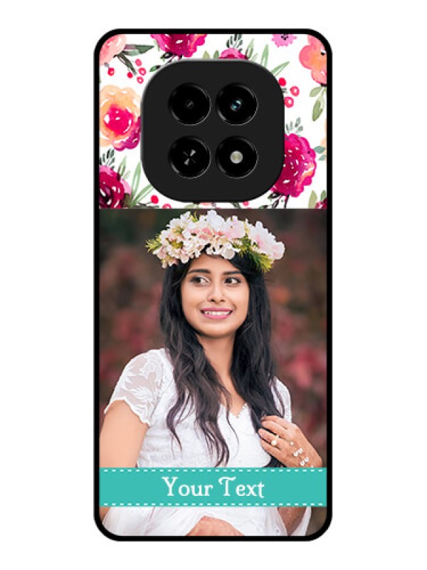 Custom Realme C63 5G Custom Glass Phone Case - Water Colors Floral Design