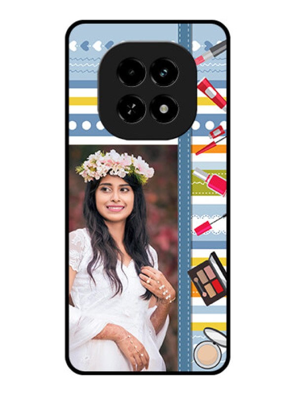 Custom Realme C63 5G Custom Glass Phone Case - Makeup Icons Design
