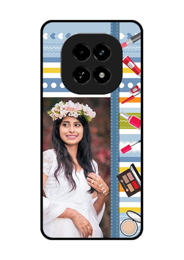 Realme C63 5G Custom Glass Phone Case - Makeup Icons Design