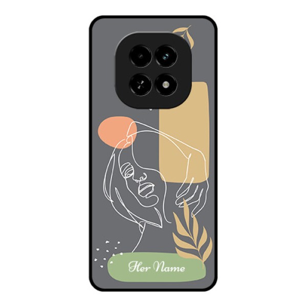 Realme C63 5G Custom Glass Phone Case - Gazing Woman Line Art Design Realme C63 5G Custom Glass Phone Case - Gazing Woman Line Art Design