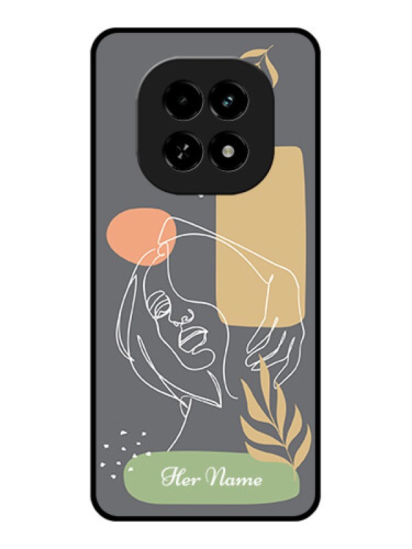 Custom Realme C63 5G Custom Glass Phone Case - Gazing Woman Line Art Design