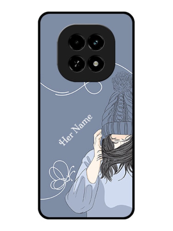 Custom Realme C63 5G Custom Glass Phone Case - Girl In Winter Outfit Design
