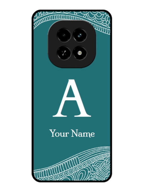 Custom Realme C63 5G Custom Glass Phone Case - Line Art Pattern With Custom Name Design