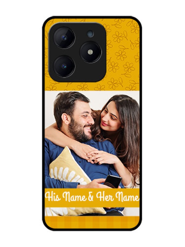 Custom Realme C63 Custom Glass Phone Case - Yellow Floral Design