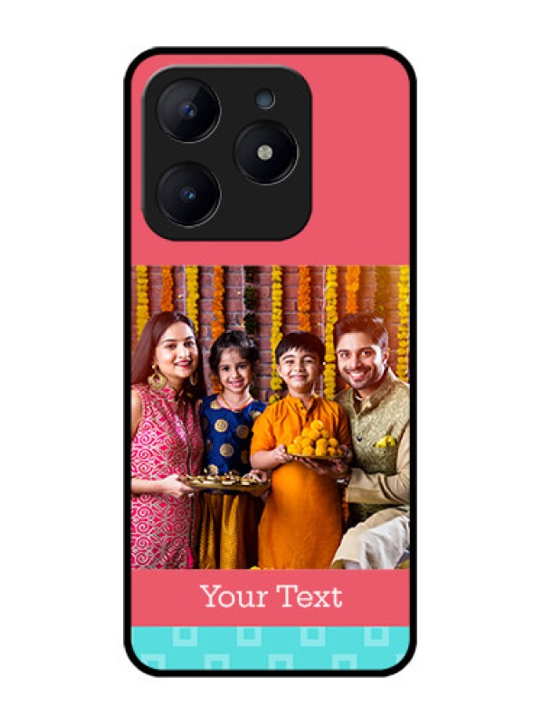 Custom Realme C63 Custom Glass Phone Case - Peach and Blue Color Design