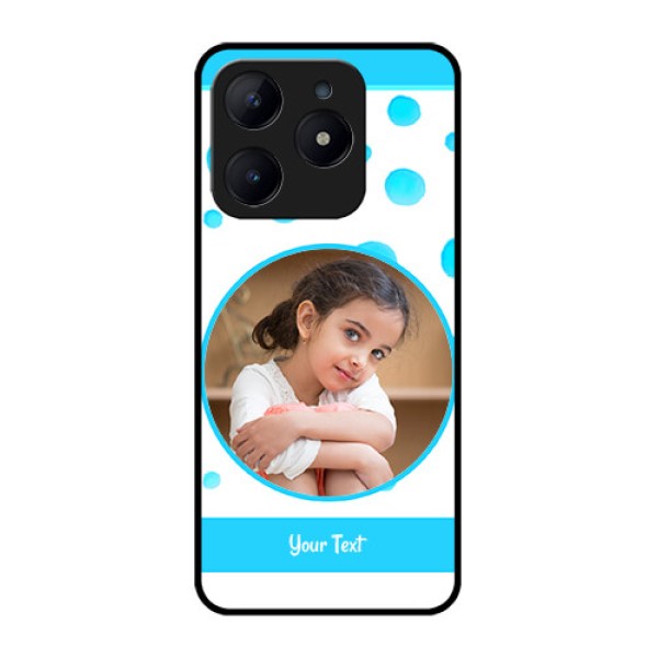 Realme C63 Custom Glass Phone Case - Blue Bubbles Pattern Design Realme C63 Custom Glass Phone Case - Blue Bubbles Pattern Design