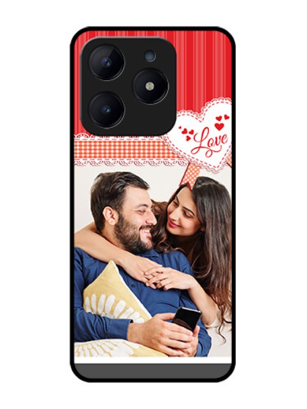 Custom Realme C63 Custom Glass Phone Case - Red Love Pattern Design