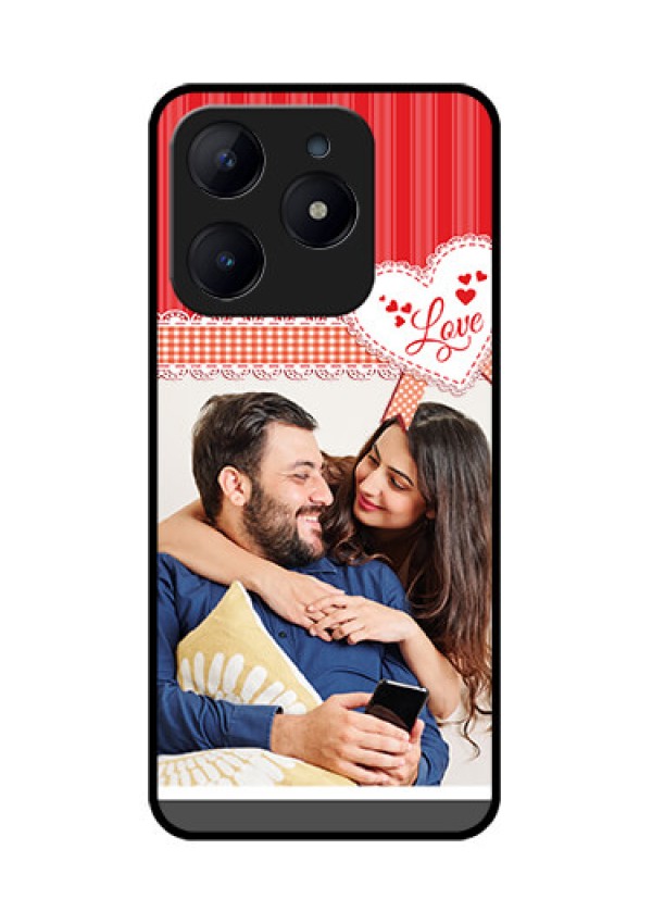 Realme C63 Custom Glass Phone Case - Red Love Pattern Design
