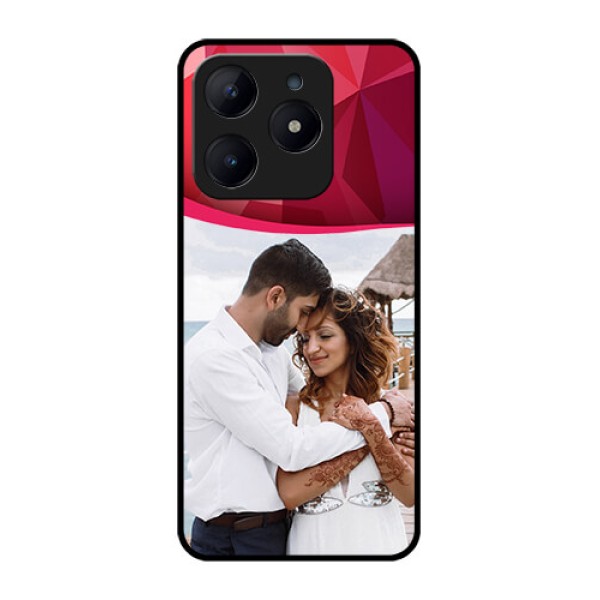 Realme C63 Custom Glass Phone Case - Red Abstract Design