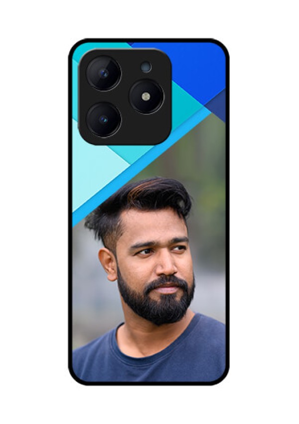 Realme C63 Custom Glass Phone Case - Blue Pattern Design