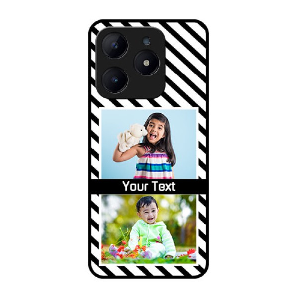 Realme C63 Custom Glass Phone Case - Black And White Stripes Design Realme C63 Custom Glass Phone Case - Black And White Stripes Design