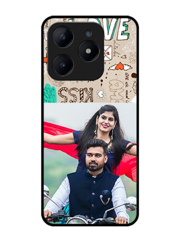 Custom Realme C63 Custom Glass Phone Case - Love Doodle Pattern