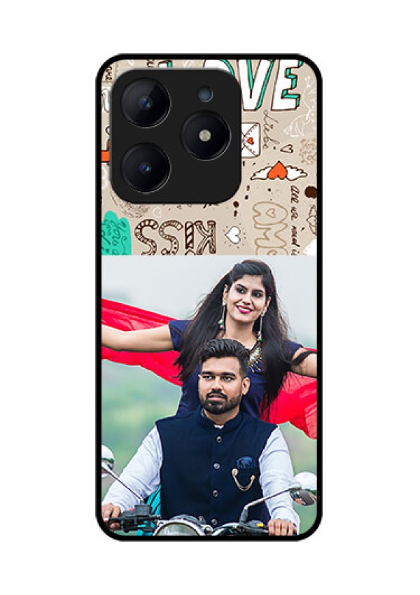 Realme C63 Custom Glass Phone Case - Love Doodle Pattern