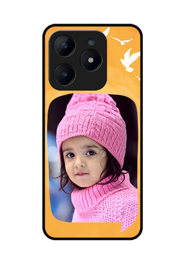 Realme C63 Custom Glass Phone Case - Water Color Design With Bird Icons
