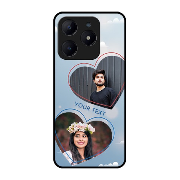 Realme C63 Custom Glass Phone Case - Blue Color Couple Design Realme C63 Custom Glass Phone Case - Blue Color Couple Design