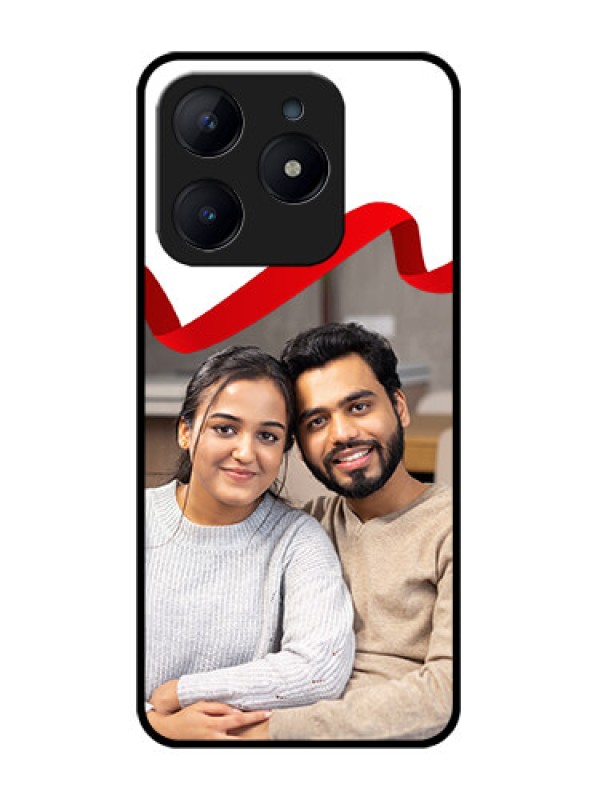 Custom Realme C63 Custom Glass Phone Case - Red Ribbon Frame Design