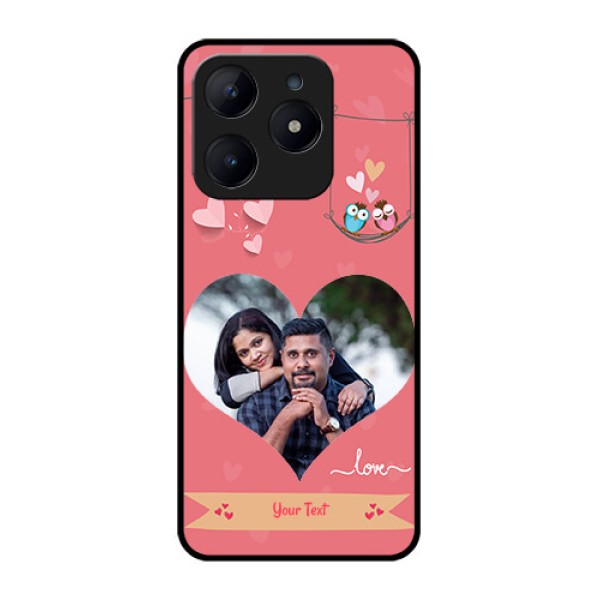 Realme C63 Custom Glass Phone Case - Peach Color Love Design Realme C63 Custom Glass Phone Case - Peach Color Love Design
