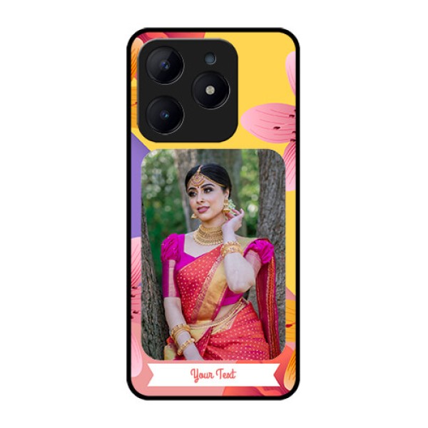 Realme C63 Custom Glass Phone Case - 3 Image With Vintage Floral Design Realme C63 Custom Glass Phone Case - 3 Image With Vintage Floral Design