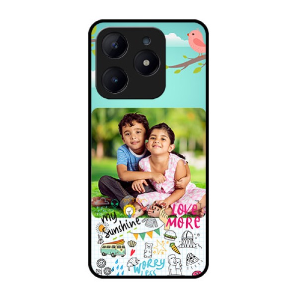 Realme C63 Custom Glass Phone Case - Doodle Love Design