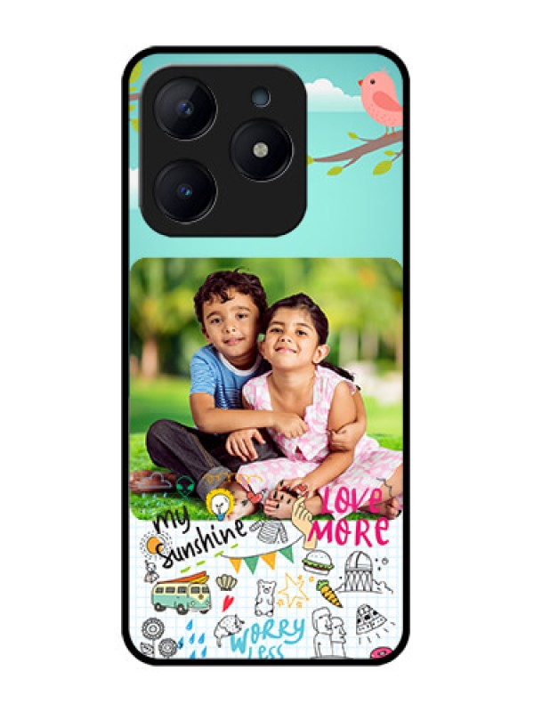 Custom Realme C63 Custom Glass Phone Case - Doodle Love Design