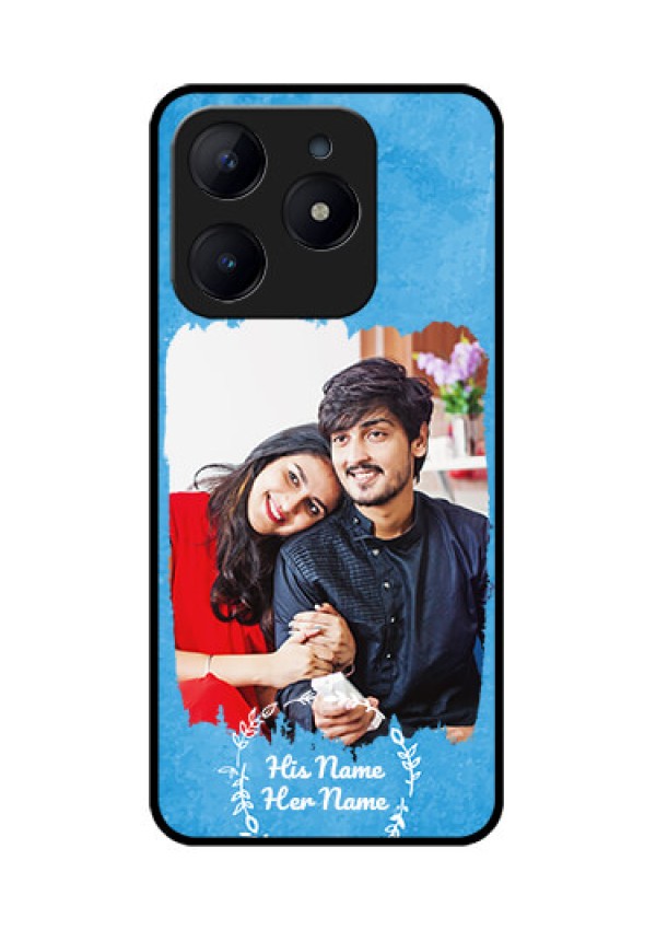 Realme C63 Custom Glass Phone Case - Blue Color Vintage Design